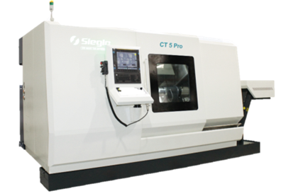 CT5 Pro  雙主軸雙刀塔機(jī)型，正副主軸標(biāo)配電主軸，正主軸4500rpm，副主軸5000rpm。上下刀塔標(biāo)配12T，BMT55動(dòng)力刀塔；上下刀塔帶Y軸，Y軸行程為±45mm。